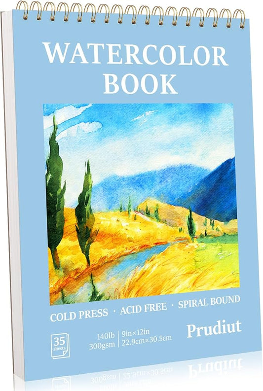 35 Sheets Watercolor Paper Pad 9x12 Inch, 140 lb/300 GSM Cold Press Water Color Paper Spiral Bound Watercolor Sketchbook Easter Gifts for Art Painting, Journal, Drawing, Mixed Media