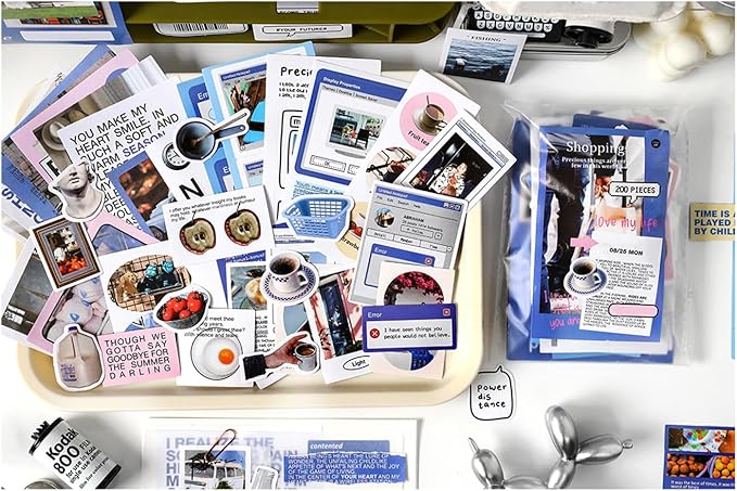 Alideco 200pcs Vintage Scrapbook Supplies Pack for Art Journaling Bullet Junk Journal Planners DIY Paper Stickers Craft Kits Notebook Collage Album Aesthetic Cottagecore Picture Frames (haidaobaijing)