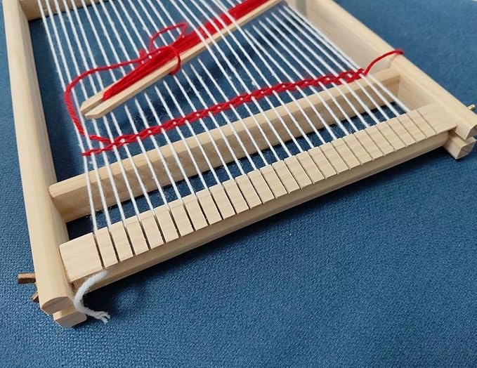 Wooden Craft Weaving Loom Kit, DIY Hand-Knitting Weaving Machine Tapestry Looms with Stick Bar, Large Weaving Frame to Handcraft Art for Beginners Experts, 10 by 15.7 Inch