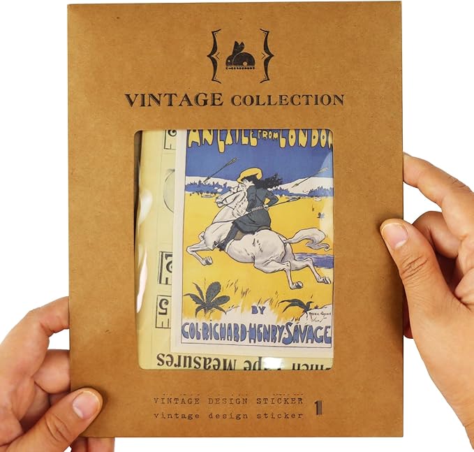 CATaireen Vintage Junk-Journal Mixed Paper Scrapbooking Embellishments Set Retro Journaling Decoupage Stickers Textured Packaging Decorative Cards Tags Kit (Library 1)