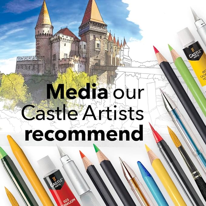 Castle Arts Castles Colouring Book | 36 Stunning Castles Curated by in-House Artists to Focus The Mind | with Colour Reference Guide | No Show-Through Artist Grade Paper | Frameable Landscape A4 Size