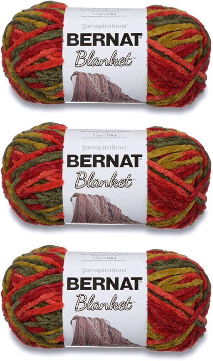 Bernat Blanket Harvest Yarn - 3 Pack of 150g/5.3oz - Polyester - 6 Super Bulky - 108 Yards - Knitting/Crochet