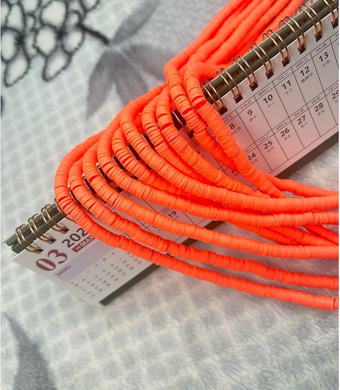 3500 Pcs 6mm Colorful Flat Clay Beads for DIY Polymer Round Handmade Jewelry Making for Necklace Bracelet Earring Pendant and Anklet Craft Making(Orange)