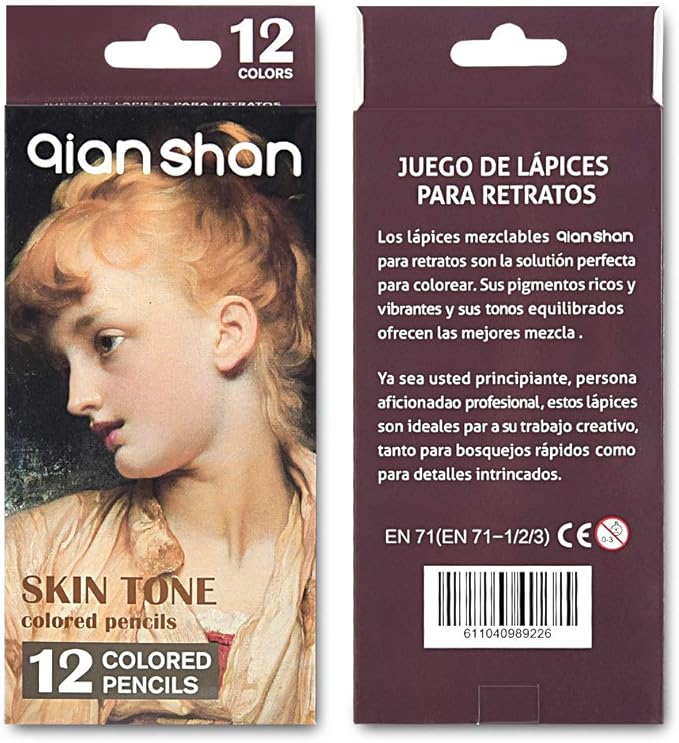qianshan 12 Skin Tones Colored Pencils Oil Based Pre-sharpened Drawing Pencils for Beginner Artist Coloring Book Drawing Sketching Art Project - Portrait Set