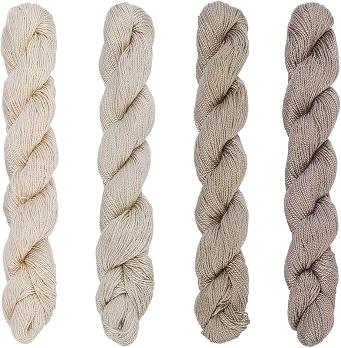 FREEBLOSS 4 Pcs Sashiko Thread Sashiko Skein 100M * 4 Colors Pure Cotton Embroidery Thread Japanese Sewing Threads Quilting and Embroidery Kit Supplies, Khaki