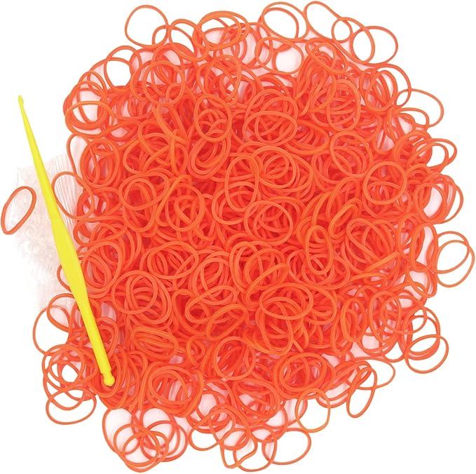 Salome Idea 3000Pcs Loom Rubber Bands Refill Kit, Includes 75 S-Clips & 5 Hooks, Premium Rubber Band Bracelet Making Supplies for Kids DIY Crafting Gift (Orange)