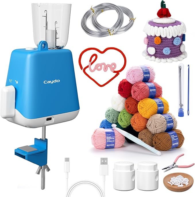 Caydo iCord Maker Kit for Beginners, 92pcs i-Cord Knitting Set for DIY Handicrafts Making, Quickly Knitting iCord with i Cord Knitting Machine Create Pretty Crafts, Ideal Present