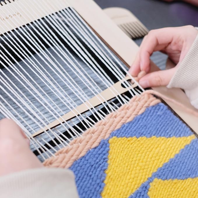 HAND U JOURNEY Rectangle Weaving Loom Kit – 2 Set (7.9"x11.8" & 5.3"x7.8") with Weaving Tools and 16-Page Instruction Book – Beginner DIY Hand Weaving Craft for Adults, Medium Size