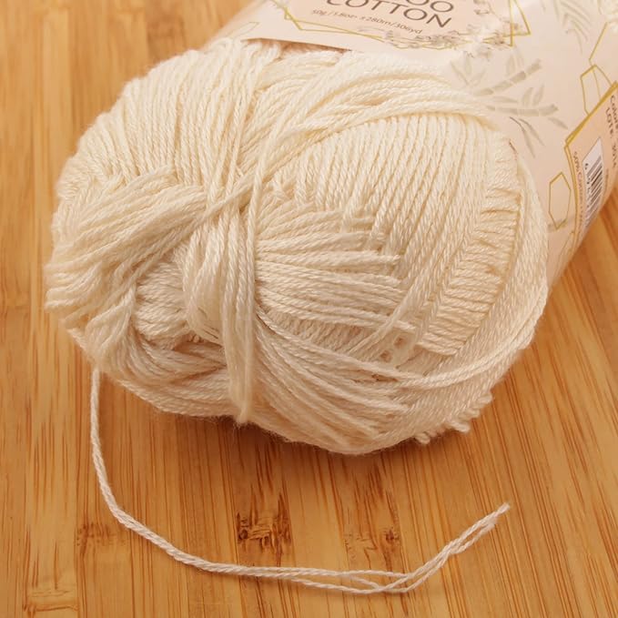 JubileeYarn Baby Soft Bamboo Cotton Yarn - 50g/Skein - Moon Beam - 4 Skeins