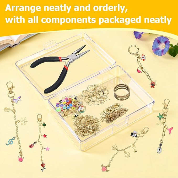 GDGJWL 263-Piece Lip Gloss Keychain Kit, DIY Craft Supplies with Charms, Keychain Hooks, Jump Rings, Lobster Clasps, Chains & Tools, Jewelry Making Kit for Custom Keychains, Bags, and Gifts