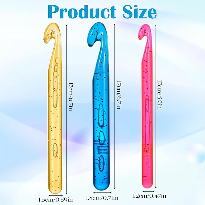 LIQWEI 3Pcs Crochet Hooks, Large Crochet Hook for Chunky Yarn, Ergonomic Crochets Needles 18mm 15mm 12mm Size Crochets Hook, Plastic Crocheting Needles for Handmade DIY