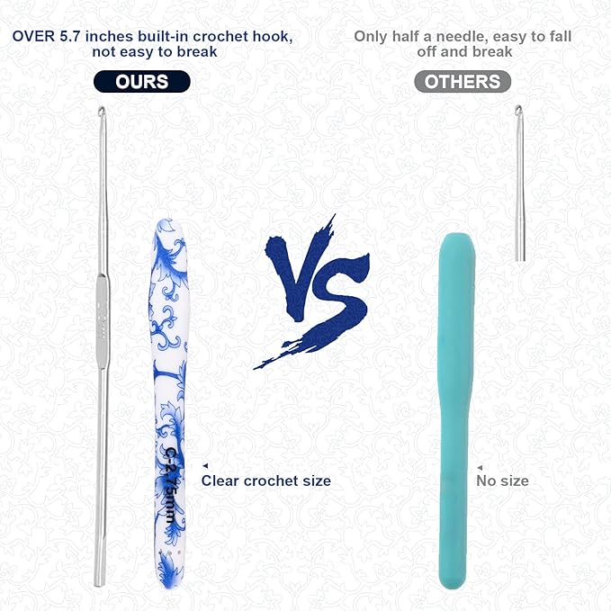 BCMRUN 2.75 mm(C) Crochet Hook Extra-Long Crocheting Needles with Soft Handle, Ergonomic Rubber Grips for Beginners Crochet Lovers Knitting Weave Yarn Craft Kits (2.75mm-C)