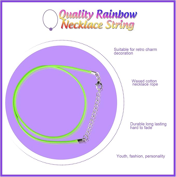 Necklace Cord, YGDZ 100pcs Waxed Necklace Cord Bulk with Clasp Necklace Rope String for Necklace Bracelet Jewelry Making Accessories, Multicolor(Thickness 1.5mm)