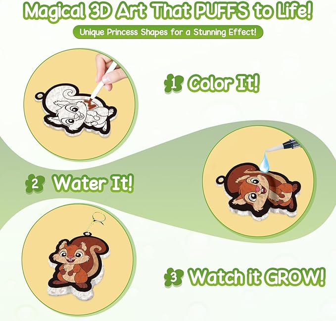 avtctek Magic Foam Texture Painting Kit - 3D Art Puffy Paint Kit, 15 Mess-Free Animal Paint by Number Craft for Kids Ages 3-10