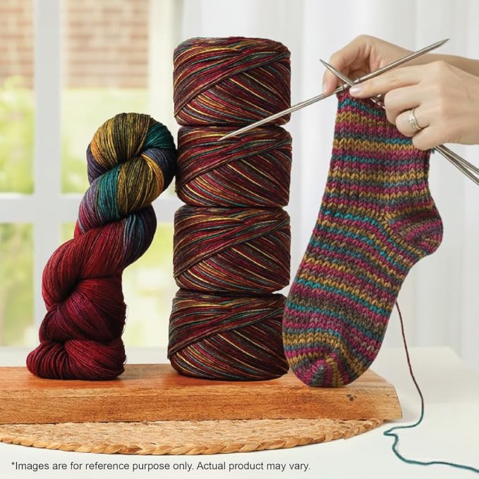 KnitPro Symfonie Fingering Weight Hand Dyed Variegated Yarn Skein | Extra Fine Merino Wool & Polyamide Blend for Knitting & Crocheting, Oeko-TEX Certified 400m, 100g | Terra Harvest Vine