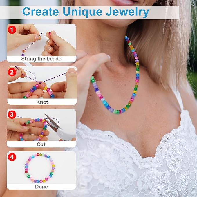 XSEINO About 1200PCS 6mm Glass Beads Bracelet Making Kit,24 Colorful Nature Series Colorful Crystal Beads for Bracelet and Jewelry Making and DIY Crafts,Friendship Bracelets