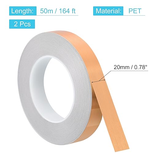 uxcell Metallic Tape, 0.78 in x 164 ft Self Adhesive Metalized Polyester Film Tape Waterproof Washi Tape for Walls Graphic Arts Gifts Wrapping Crafts Decoration, Brushed Rose Gold, 2 Pcs