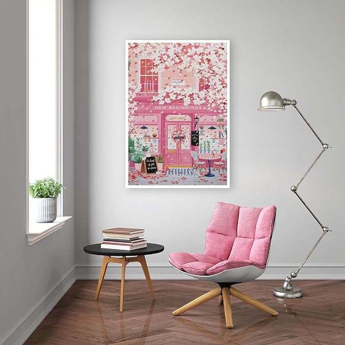 EIBEILI Diamond Art Kits for Adults, Pink Sakura Diamond Painting Kits for Beginner Round 5D Full Drill Diamond Dots Crafts for Home Wall Decor Gifts 12x16 Inch