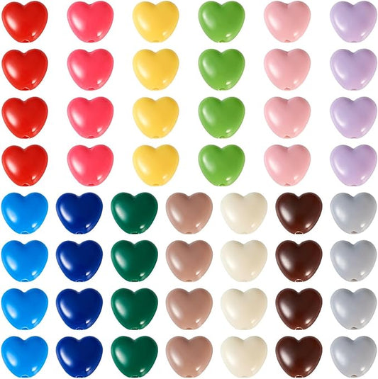 FASHEWELRY 130Pcs Macaron Colors Acrylic Heart Beads Candy Color Love Heart Beads Cute Sweet Pony Bead Bulk for Valentine Day Bracelet Necklace Jewelry Making
