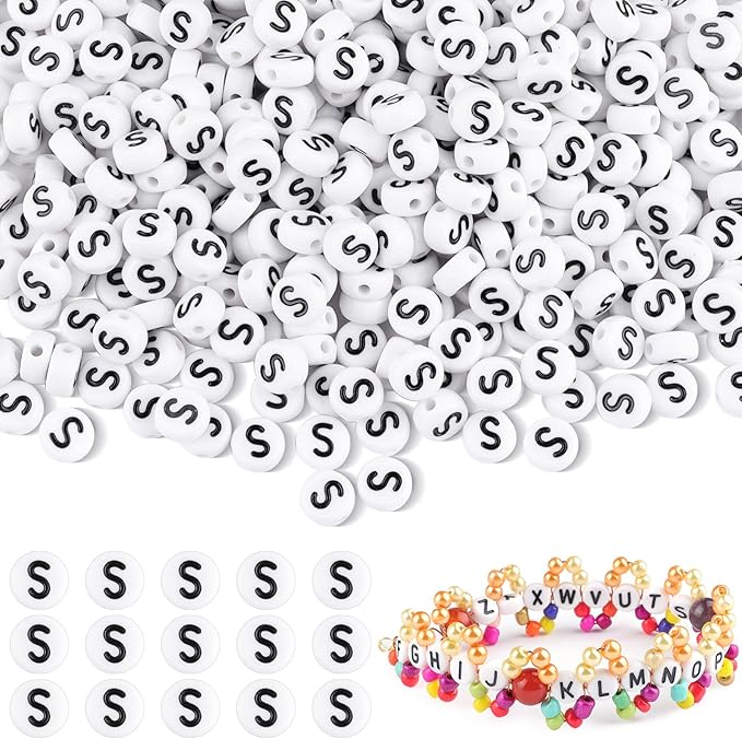 1500pcs Letter S Beads Bulk, Letter Beads, Alphabet Bead for Friendship Bracelets, Jewelry Making Supplies,DIY Making Kit