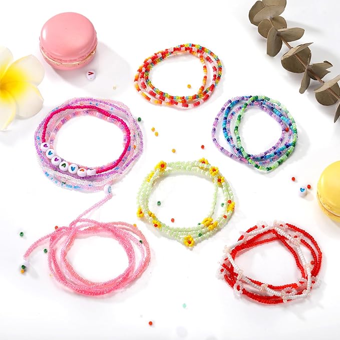 Funtopia 120 Colors 2mm Seed Beads for Jewelry Making, 49000 pcs Tiny Glass Beads for Bracelets, Friendship Bracelet Kit with Alphabet Letter Beads Smile Face Beads for DIY, Art and Craft