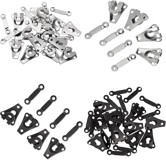 32 Set Sewing Hooks and Eyes Closure Set - Versatile Fasteners for Trousers Skirts Dress Bra - DIY Craft Accessories - Metal Hook and Eye- 2 Colors (Black and Nickel)