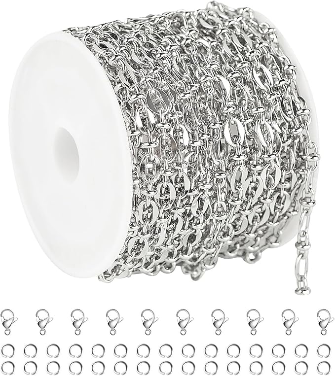 UMAOKANG 5 Meters Stainless Steel Jewelry Chain for Jewelry Making Lip Bead Link Chain Women Necklace Bracelet DIY Jewelry Chain Roll