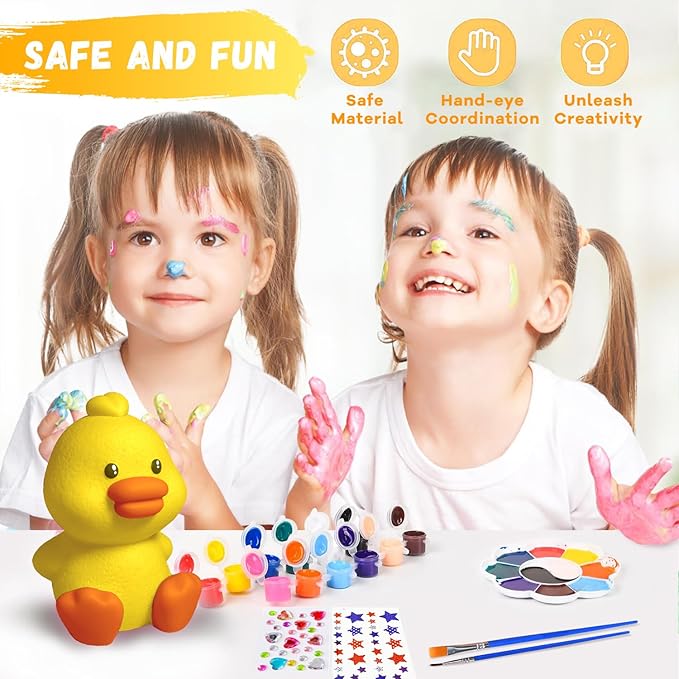 Cokiki Paint Your Own Duck Lamp Kit, Art Supplies DIY Crafts Night Light Painting Kit, Arts and Crafts for Kids Ages 8-12, Birthday Party Holiday Creative Gift for Girls Boys Ages 6 7 8 9 10 11 12+