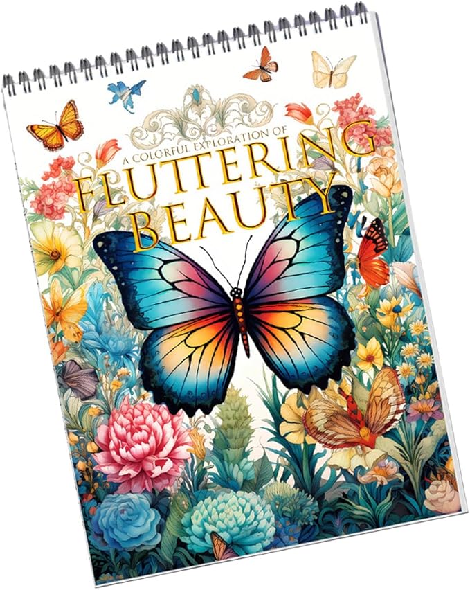 Butterfly and Mandala Color Illustrated Books for Adult, 40PCS A4 Spiral Bound Pages One Sided Design, Gifts for Adult To Boost Mood and Confidence