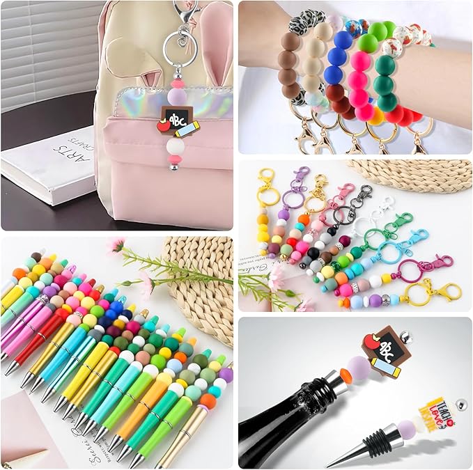 150Pcs 15mm Silicone Beads for Keychain Making Bracelet Necklace, Bulk Round Silicone Beads for Pens（Lilac）
