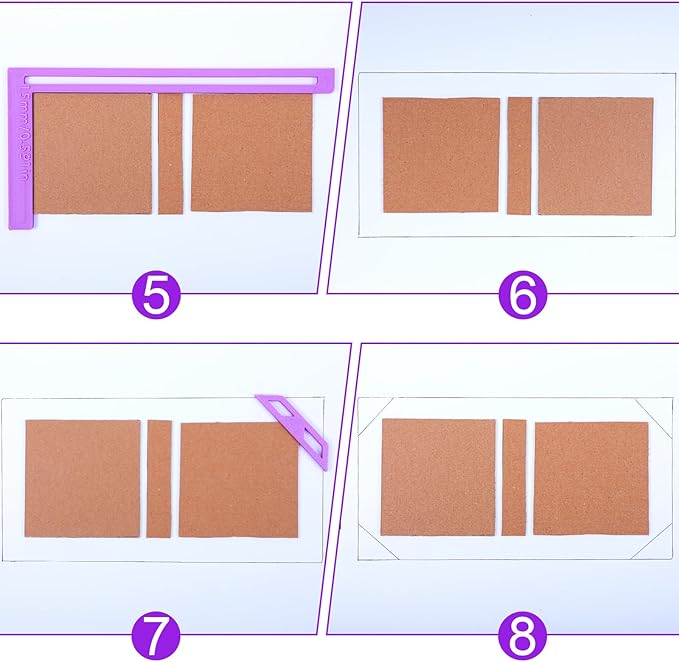 6PCS Book Binding Tool, Easy Scrapbooking Tools Kit for Starter, L Ruler + T Ruler + I Ruler + Corner Miter + Eyelet Guiding for Journal, Notebook, DIY Projects, Scrapbooking Bookbinding (Purple)