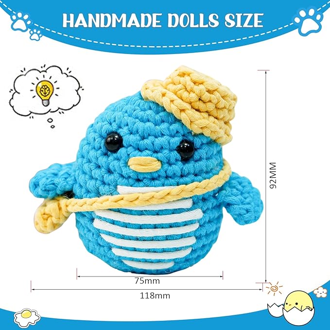 Wadukud Penguins Crochet Kit for Beginners, DIY Crochet Kit for Adults, Crochet Starter Kit with Step-by-Step Video Tutorials for Holiday Gift Easter Basket Stuffers Craft Gifts for Teen Girls Kids