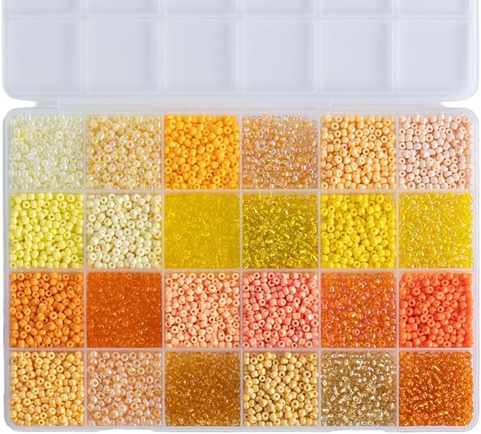 Yellow Colors 3mm Seed Beads, 5200Pcs Glass Seed Beads Kit with Storage Box for DIY Necklace Bracelet Crafts