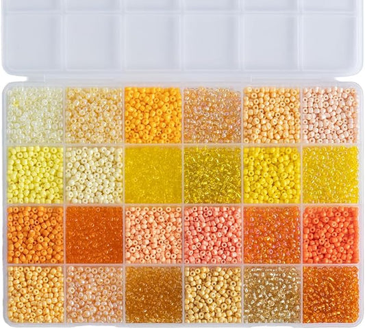 Yellow Colors 3mm Seed Beads, 5200Pcs Glass Seed Beads Kit with Storage Box for DIY Necklace Bracelet Crafts