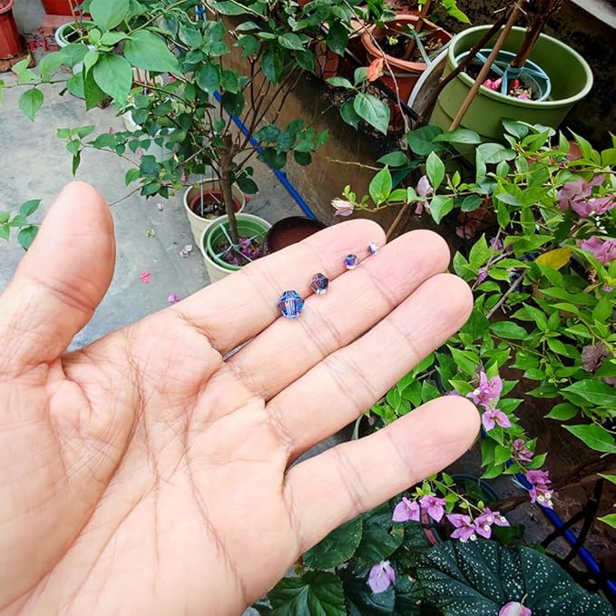 Half Clear Blue Bicone Glass Beads for Jewelry Making, Faceted Crytal Spacer Beads for Bracelet Necklace Earring (3mm 4mm 6mm 8mm Mixed Sizes, 1040pcs)