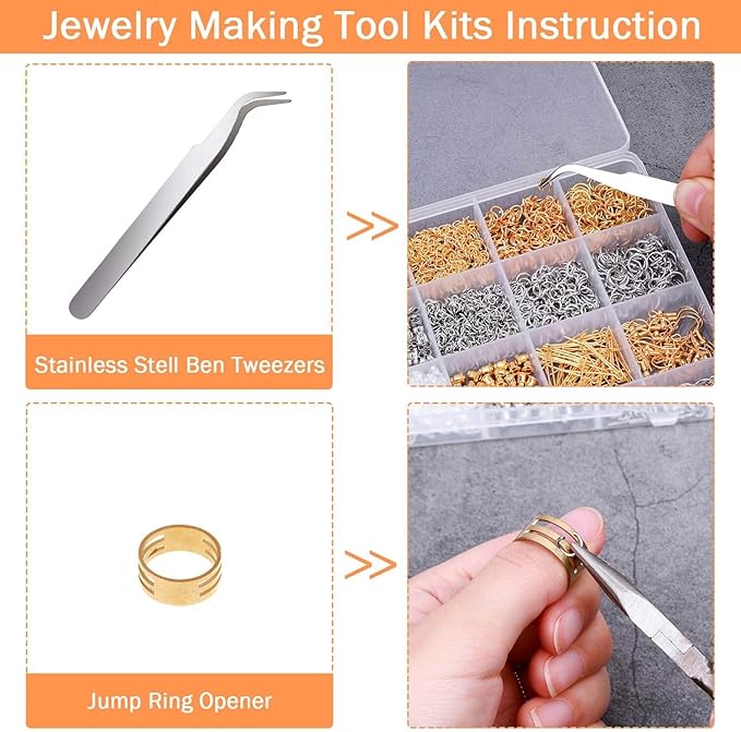 anezus earring making kit with earring hooks findings, earring backs posts, jump rings for jewelry making supplies, 2320pcs
