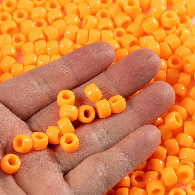 Gxueshan 1000 Pcs Acrylic Single Color Pony Beads 6x9mm Pony Beads Bulk for Bracelets Making Plastic Beads Hair Beads for Braids