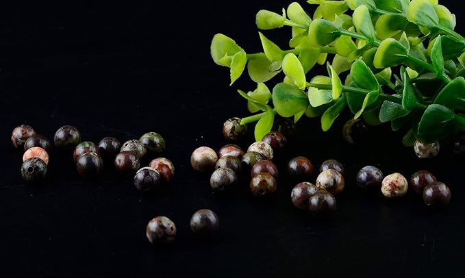 Natural Stone Beads 100pcs 8mm Ocean Jade Round Genuine Real Stone Beading Loose Gemstone Hole Size 1mm DIY Smooth Beads for Bracelet Necklace Earrings Jewelry Making (Ocean Jade, 8mm)