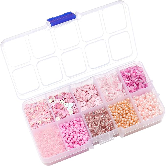 Assorted Beads for Jewelry Making, Glass Seed Bugle Tube Beads Loose Sequins Multiple Sizes for Crafts Sewing Jewelry Making