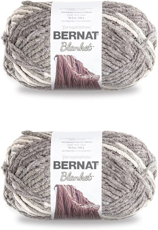 Bernat Blanket Silver Steel Yarn - 2 Pack of 300g/10.5oz - Polyester - 6 Super Bulky - 220 Yards - Knitting/Crochet
