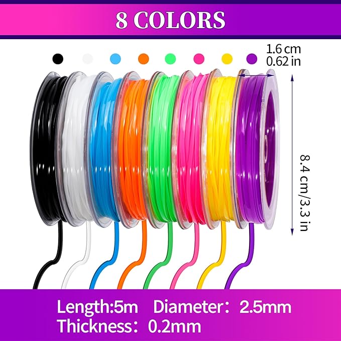 FANDAMEI 8 Color Lanyard Kit, Bright Color Lacing Cord, Lanyard String for Crafts, Bracelets and Jewelry Making