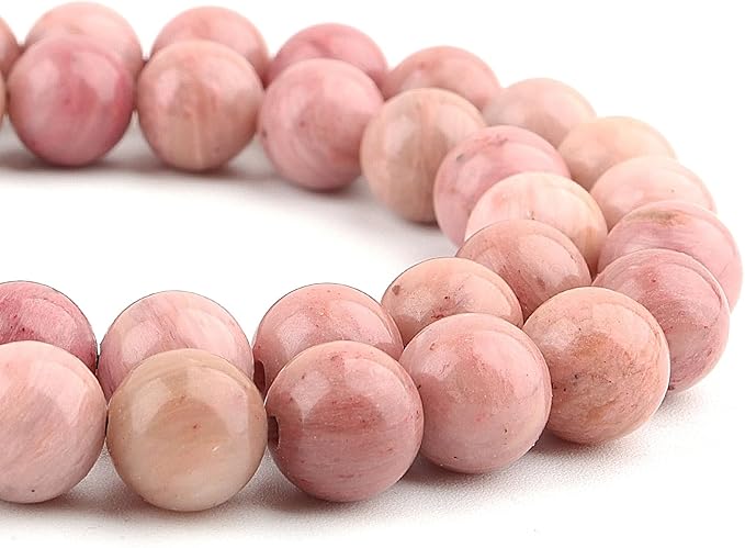 Natural Stone Beads for Jewelry Making - 8mm Gemstone Round Beads for Bracelets(45-47pcs, 8mm, Rhodonite)