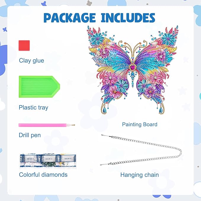 MAXBYE Hanging Diamond Art Kits for Adults Butterfly, Special Crystal Double Sided Pendant DIY Diamond Art Painting Kits for Beginners Gift Wall Home Decoration,Box
