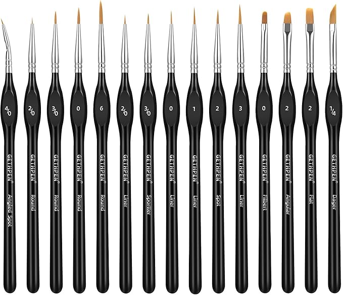Extreme Detail Paint Brushes Set, 15pcs Miniature Paint Brushes for Fine Detailing, Art Painting, Micro Detail Paint Brush for Acrylics, Oils, Watercolors, Paint by Number,Rock Painting