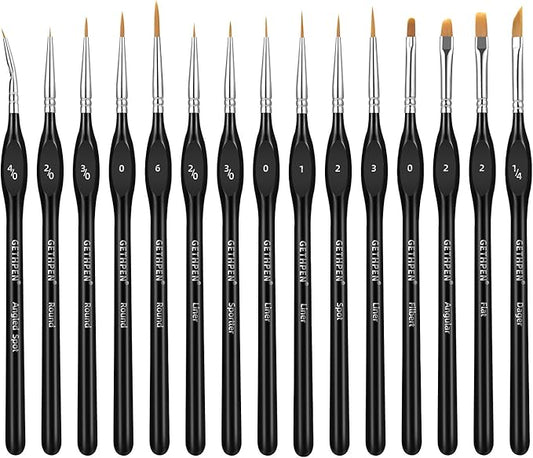 Extreme Detail Paint Brushes Set, 15pcs Miniature Paint Brushes for Fine Detailing, Art Painting, Micro Detail Paint Brush for Acrylics, Oils, Watercolors, Paint by Number,Rock Painting