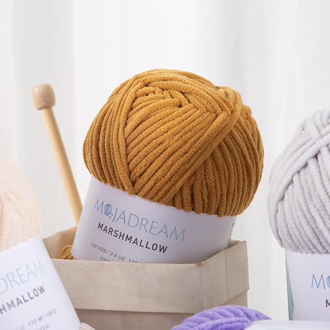 3PCS 3.5oz Chenille Yarn for Blankets Amigurumi: Soft Velvet Baby Yarn Blanket Knitting and Crocheting Bulky 5# Yarn 3 Skeins of 100g (Wood)