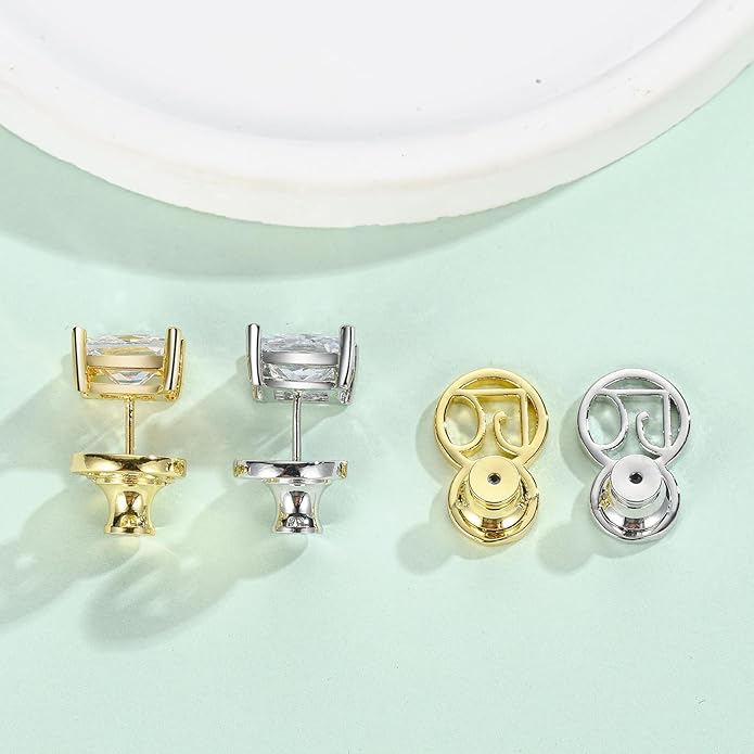 earring backs for heavy earrings, dcrslb sturdy dc shape ear backs for droopy ears,locking lifter backs for studs support backstops for strected earlobe secure flat backers