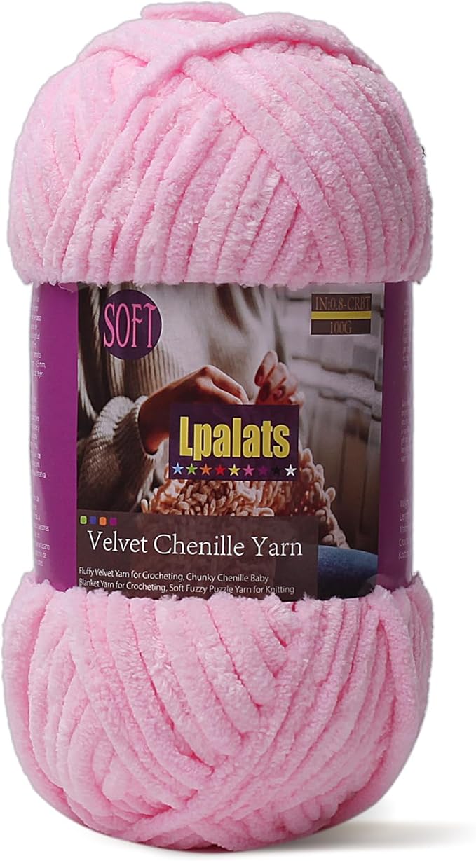 Baby Blanket Yarn for Crocheting Soft - 1 Pack of 100g/3.5oz Chunky Chenille Yarn for Knitting Blankets Amigurumi - Super Bulky Yarns - 87 Yards Thick Plush Yarns (1, Dark Pink)