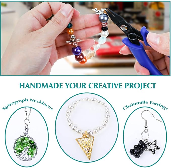 Split Rings for Jewelry Making, Caffox 700pcs Small Split Ring with Split Ring Pliers, Double Closed Jump Rings Craft Jump Loops Opener for Necklaces and Bracelets