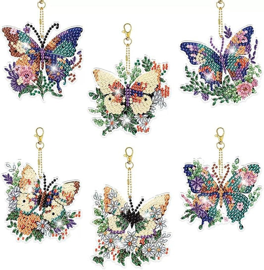 Diamond Painting Keychains Kits, Double Sided Diamond Art Keyrings for Adults, DIY Art Key Rings Ornaments Kits